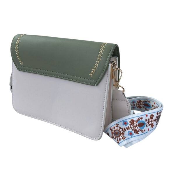 SN & Fashion Women's Green Wide Strap Fashion Flap Purse Crossbody Shoulder Bag - Picture 2 of 4